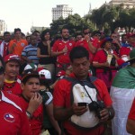 Chilean supporters in their hundreds cheered on their team against Holland at FIFA Fan Fest